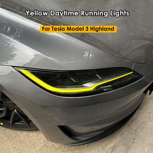 2024+ Model 3 Highland Lemon Yellow Headlight Daytime Running Light GT Racing DRL LED Module Upgrade