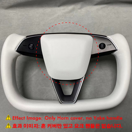 VJOYCAR White Horn Cover Decoration for Steering Wheel Designed for Tesla Model 3 Highland 2025 Model Y Juniper