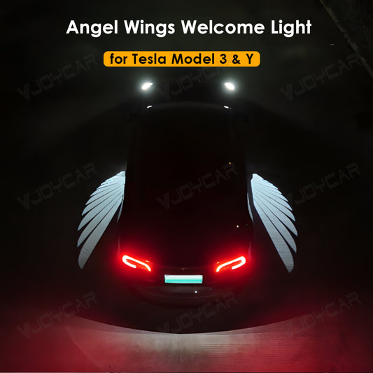 Car Welcome Land Light Mirror Angel Wings for Tesla Model Y 3 Car Rearview LED Courtesy Shadow Projection Light