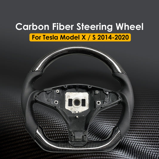 Carbon Fiber Round Steering Wheel Hands for Tesla ModelX ModelS 2014-2020