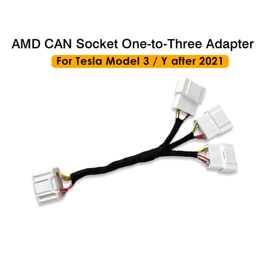 VJOYCAR AMD CAN Cable Socket 1to3 One to Three Plug Adapter Right Front Door A-pillar Trim For Tesla Model 3 Model Y OBD Splitter