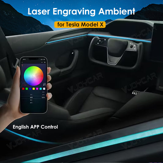 for Tesla Model X Laser Engraving Ambient Lighting Retrofit Atmosphere Light Modified Strip Kit