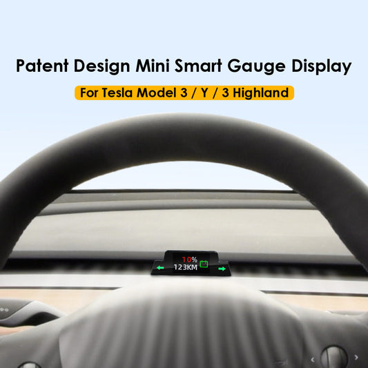 VJOYCAR Mini OBD HUD Gauge Display Instrument Screen for Tesla Model Y/3/3 Highland Small Body Many Functions only Display at Need.