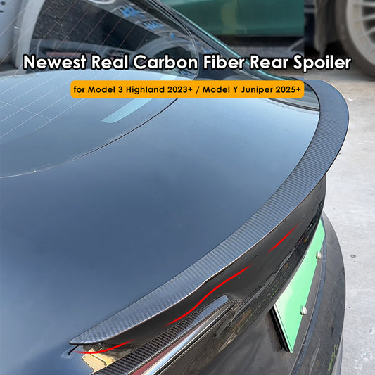 New Design Real Carbon Fiber Spoiler For Tesla Model 3 Highland Model Y Juniper 2026 Trunk Wing Fabric Kits