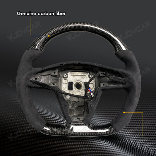 Round Carbon Fiber Steering Wheel Round Handle Bar for Tesla Model X Model S 2021+