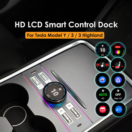VJOYCAR LCD Intelligent Multi-functional Knob Commander USB HUB Control Dock Center Console for Tesla Model 3 Model Y