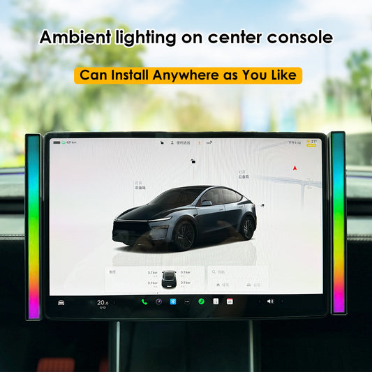 For Tesla Central Control Screen Protection Anti-collision Bar Sound Pickup Atmosphere Light Ambient Lights Easy Install Plug and Play