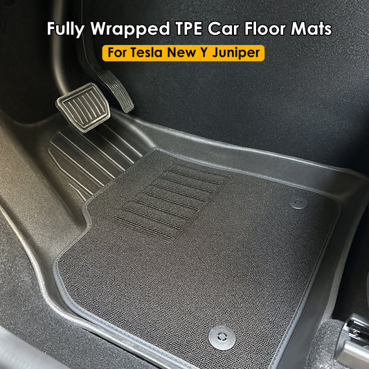 2025 New Tesla Model Y Juniper TPE Floor Mats Non-slip Waterproof Durable In-Car Feet Pad Trunk Mat