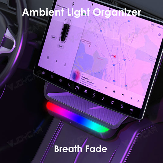 for Tesla Centre Display Under Navigation Screen Shelf Storage Tray Organizer With Ambient Light