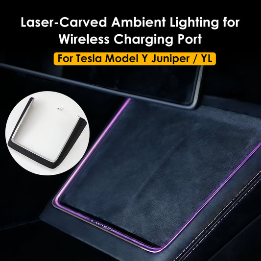Wireless Charging Port Laser Carved Dynamic Ambient Lighting for Tesla Model Y Juniper Model YL