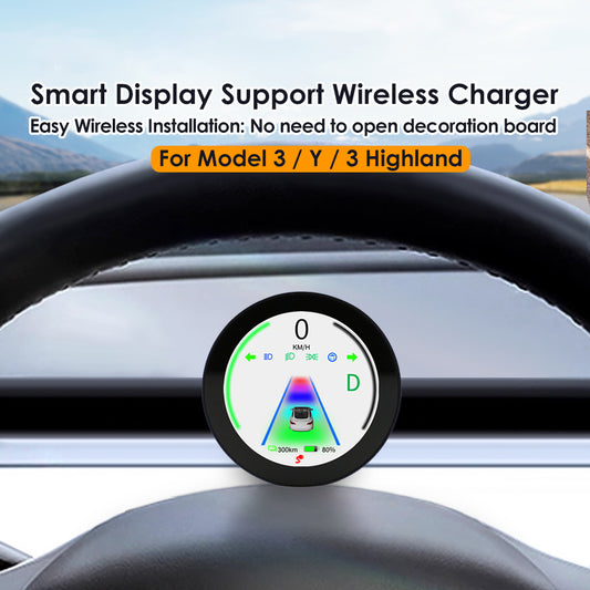 VJOYCAR Smart Round Design Wireless Dashboard HUD Cluster Gauge Display Instrument for Tesla Model 3 Y