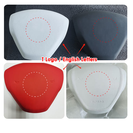 VJOYCAR Decoration Yoke Steering Wheel Air Bag Horn Top Cover for Tesla Model 3 Model Y Logo and Letters Option