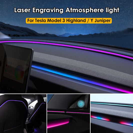 for Tesla Model 3 Highland 2025 Model Y Juniper Ambient Lights Retrofit Dynamic Atmosphere Lamp Air-vent Stream Seat Back LED Storage Footwell