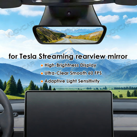 for Tesla Model 3 Highland / Y Juniper Model 3 / Y Streaming Media Recorder Smart Rearview Mirror HD DVR Display