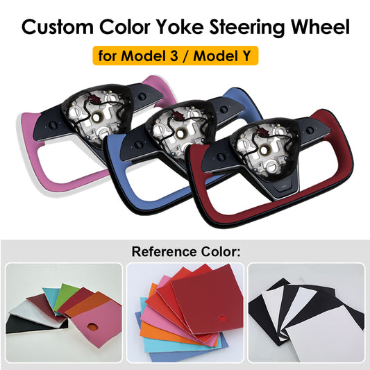 For Tesla Model 3 Model Y Yoke Steering Wheel Handle Custom Double Colors Built in Heating Cable Two Color Mixed Sport Modern Design