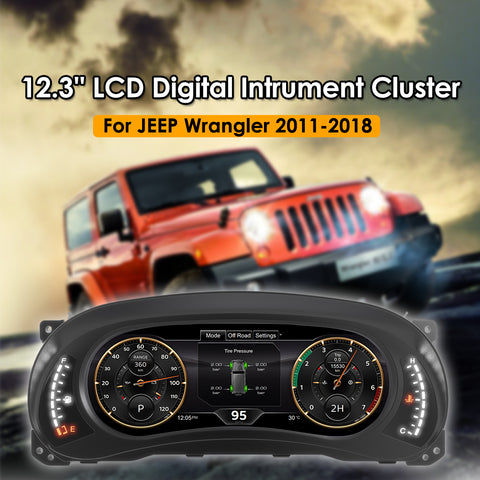 Digital Dashboard Display LED Cluster Instrument Screen Upgrade for Jeep Wrangler 2011-2018 Off-road CockPit Speedometer