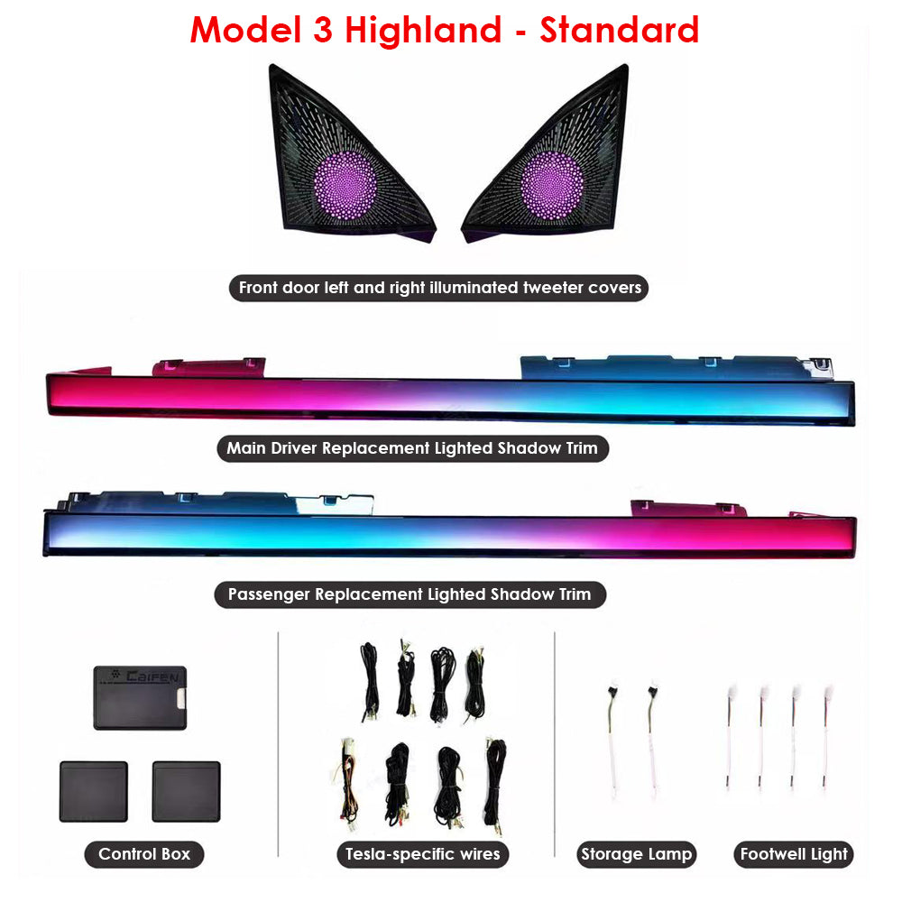 for Tesla Model 3 Highland 2025 Model Y Juniper Ambient Lights Retrofit Dynamic Atmosphere Lamp Air-vent Stream Seat Back LED Storage Footwell