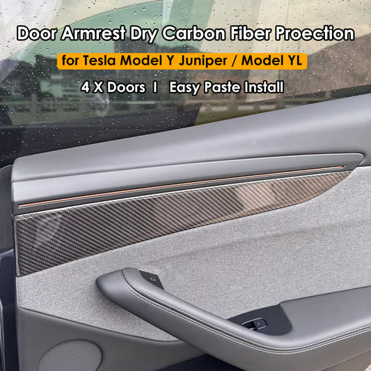 for Tesla Model Y Juniper Real Carbon Fiber Door Armrest Trim Model YL Interior Car Sticker