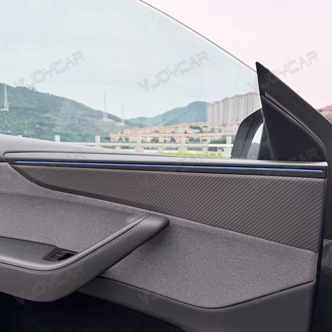 for Tesla Model Y Juniper Real Carbon Fiber Door Armrest Trim Model YL Interior Car Sticker