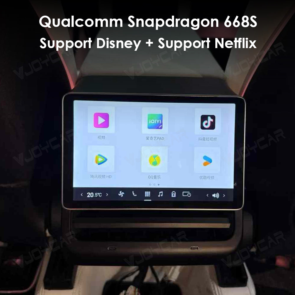 for Tesla Model3 ModelY Rear Display Passenger Touch Screen 8.8" TFT LCD Qualcomm 4G RAM 64G ROM WiFI + Global 4G Network 4K Video