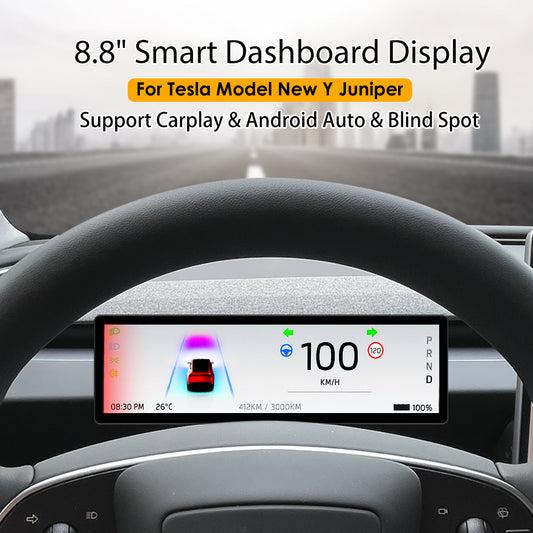 Pantalla de tablero nueva de 8,8 pulgadas para Tesla Model 3 Y compatible con Carplay inalámbrico y Android Auto, monitor de punto ciego, cámara opcional