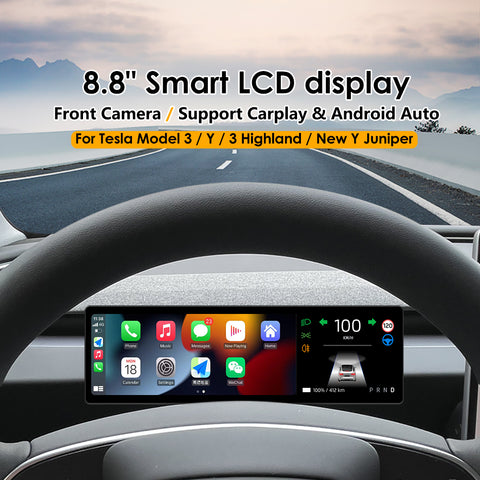 테슬라 모델 3 Y용 8.8인치 신형 대시보드 화면 무선 Carplay 및 Android Auto 사각지대 모니터 옵션 카메라 지원