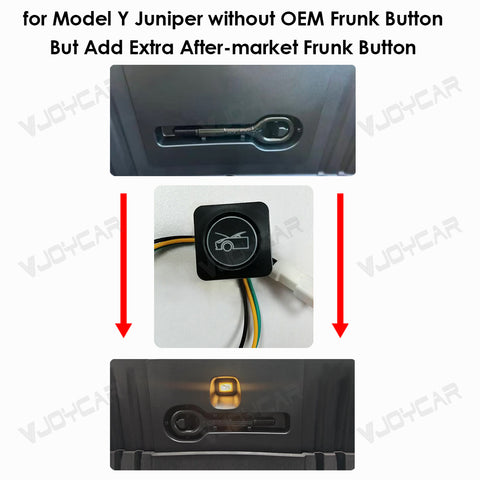 Upgrade After Market Frunk Button For Tesla New Y Juniper Launched after 2025.10 Installed VJOYCAR Power Frunk