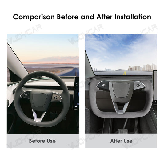 New 2026 Tesla Model Y Juniper Yoke Steering Wheel Custom Italy Alcantara 350mm Retrofit Replacement 2025 2026