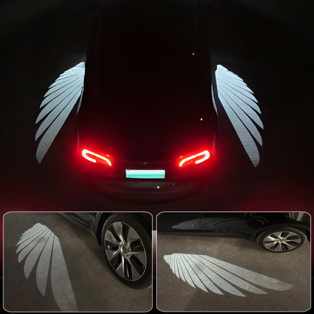 Car Welcome Land Light Mirror Angel Wings for Tesla