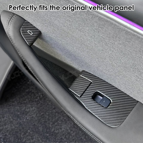 Real Carbon Fiber Window Lift Button Trim Switch Covers for Tesla Model YL Y Juniper 3 Highland 10PCS