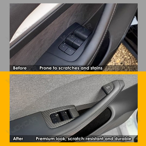 Real Carbon Fiber Window Lift Button Trim Switch Covers for Tesla Model YL Y Juniper 3 Highland 10PCS