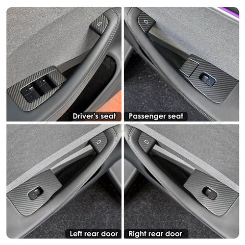 Real Carbon Fiber Window Lift Button Trim Switch Covers for Tesla Model YL Y Juniper 3 Highland 10PCS