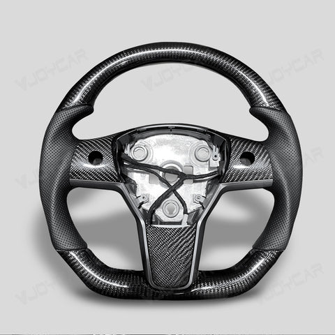 Carbon Fiber Steering Wheel Round Handle for Tesla Model 3 Model Y