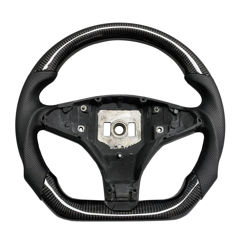 Carbon Fiber Round Steering Wheel for Tesla Model X S 2014-2020