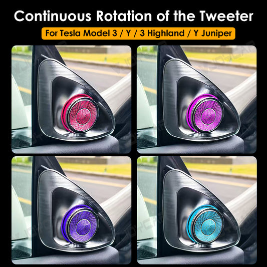 2nd Generation Tesla 4D Rotating Tweeter LED Ambient Speaker Blind-Spot Reminder for Model 3 Highland Model Y Juniper
