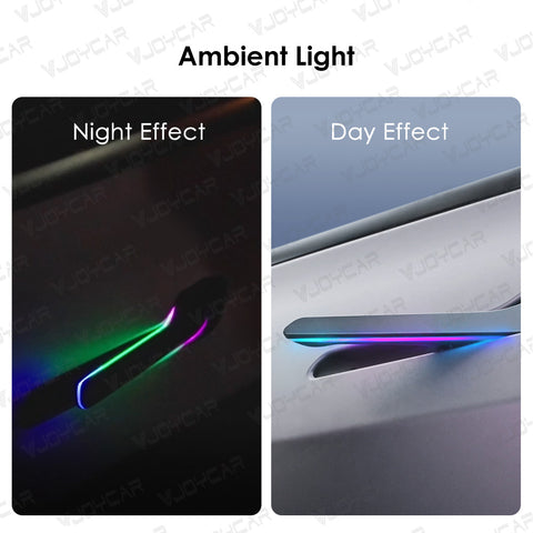 VJOYCAR the 6th Generation Colorful LED Lights Electric Wireless Auto Door Handle for Tesla Model Y Juniper Model 3 Highland