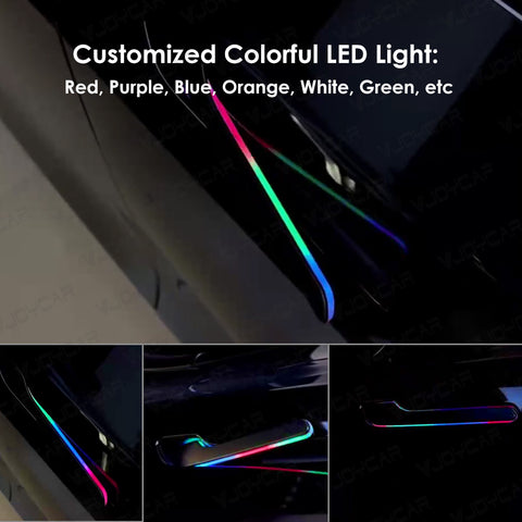 VJOYCAR the 6th Generation Colorful LED Lights Electric Wireless Auto Door Handle for Tesla Model Y Juniper Model 3 Highland