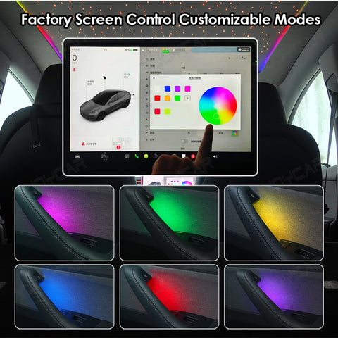 for Tesla Model Y Juniper Model 3 Highland Dynamic Ambient Light Door Handle Bowl Lighting Upgrade Kit