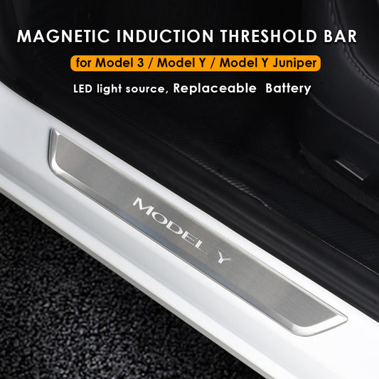 Door Sill Protector Wireless Magnetic LED Illuminated Pedal Kits For Tesla Model 3 Model Y Model Y Juniper