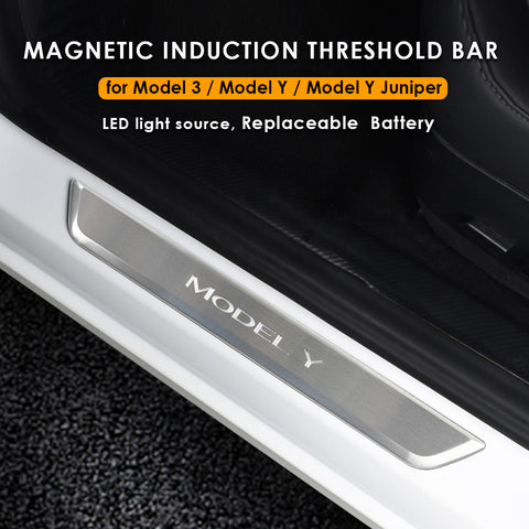 Door Sill Protector Wireless Magnetic LED Illuminated Pedal Kits For Tesla Model 3 Model Y Model Y Juniper