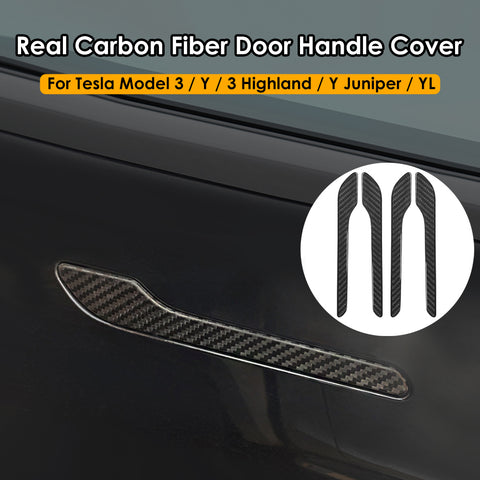 For Tesla Model Y Juniper 3 Highland Real Carbon Fiber Dry Carbon Fibre Door Handle Cover 4 Doors