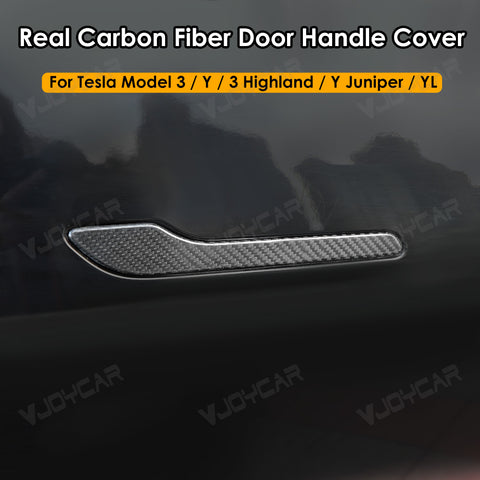 For Tesla Model Y Juniper 3 Highland Real Carbon Fiber Dry Carbon Fibre Door Handle Cover 4 Doors