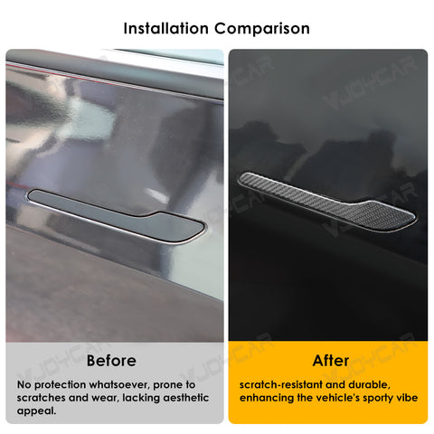 For Tesla Model Y Juniper 3 Highland Real Carbon Fiber Dry Carbon Fibre Door Handle Cover 4 Doors