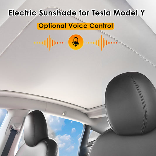 VJOYCAR Electric Auto Retractable Sunshade Roof for Tesla Model Y Supporting Dual Buttons & Optional Voice Control