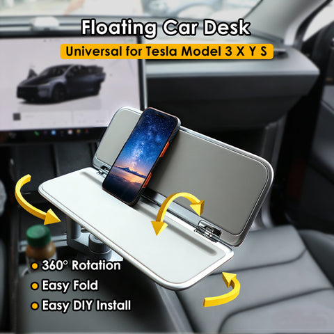 For Tesla FSD Drivers Floating Desk Fold Desktop Easy DIY Install Enjoy Car Life