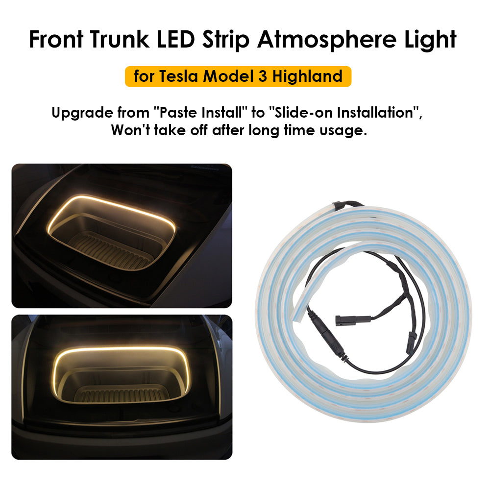 Professional Design for Tesla Model 3 Highland Frunk Ambient Light Updated Slide-on Installation