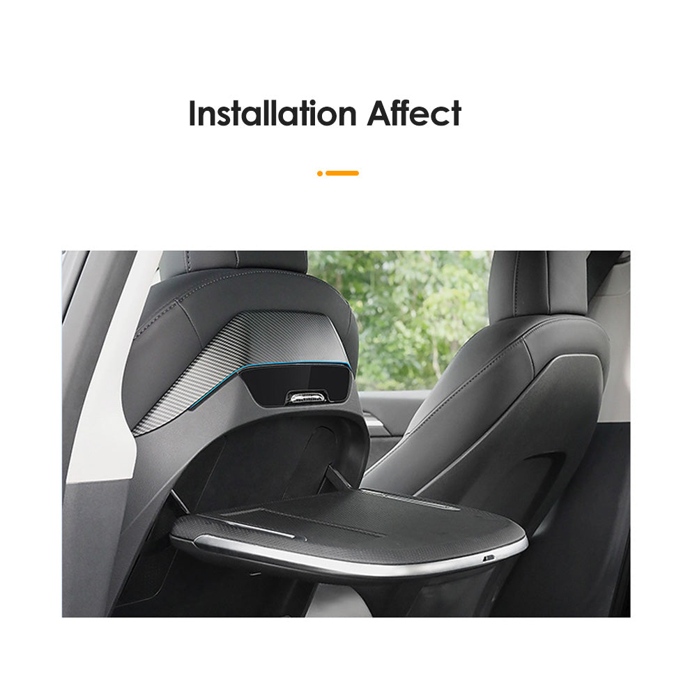 Mesa plegable para asiento trasero de coche para Tesla Model Y Model 3, accesorios, teléfono inalámbrico, carga rápida de 15 W