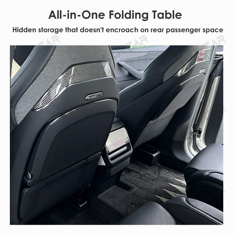 For Tesla Model 3 Y YL Seatback Foldable Table Tray Wireless Charger Phone Slot Cup Holder Blue Ambient Light