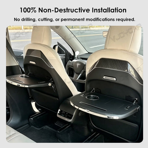 For Tesla Model 3 Y YL Seatback Foldable Table Tray Wireless Charger Phone Slot Cup Holder Blue Ambient Light