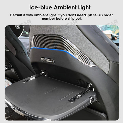 For Tesla Model 3 Y YL Seatback Foldable Table Tray Wireless Charger Phone Slot Cup Holder Blue Ambient Light
